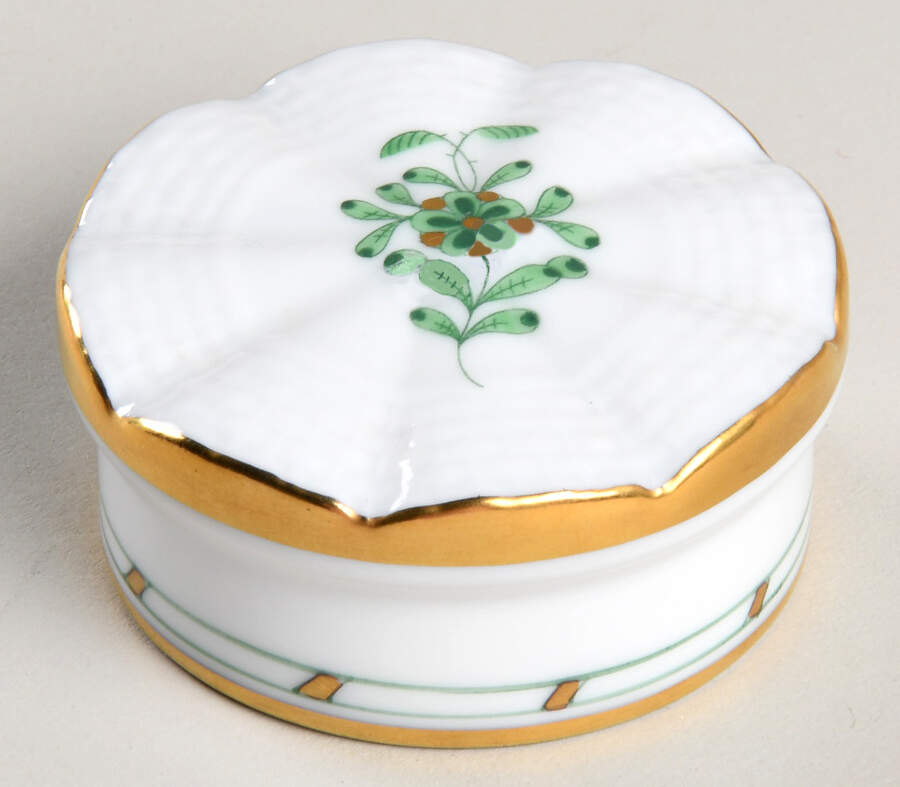 Indian Basket Green (FV) Lid for Tea Caddy by Herend-1