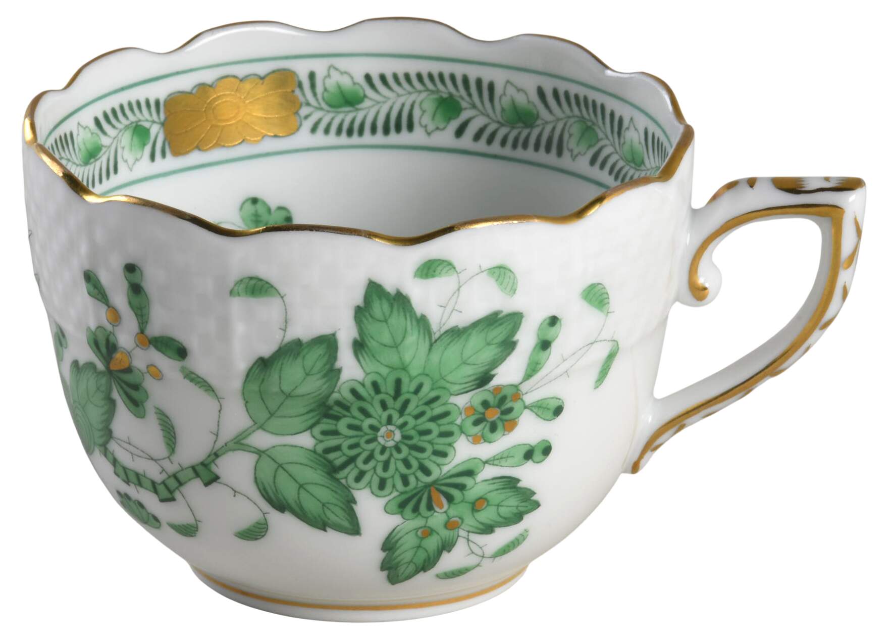 Indian Basket Green (FV) Flat Demitasse Cup by Herend-1
