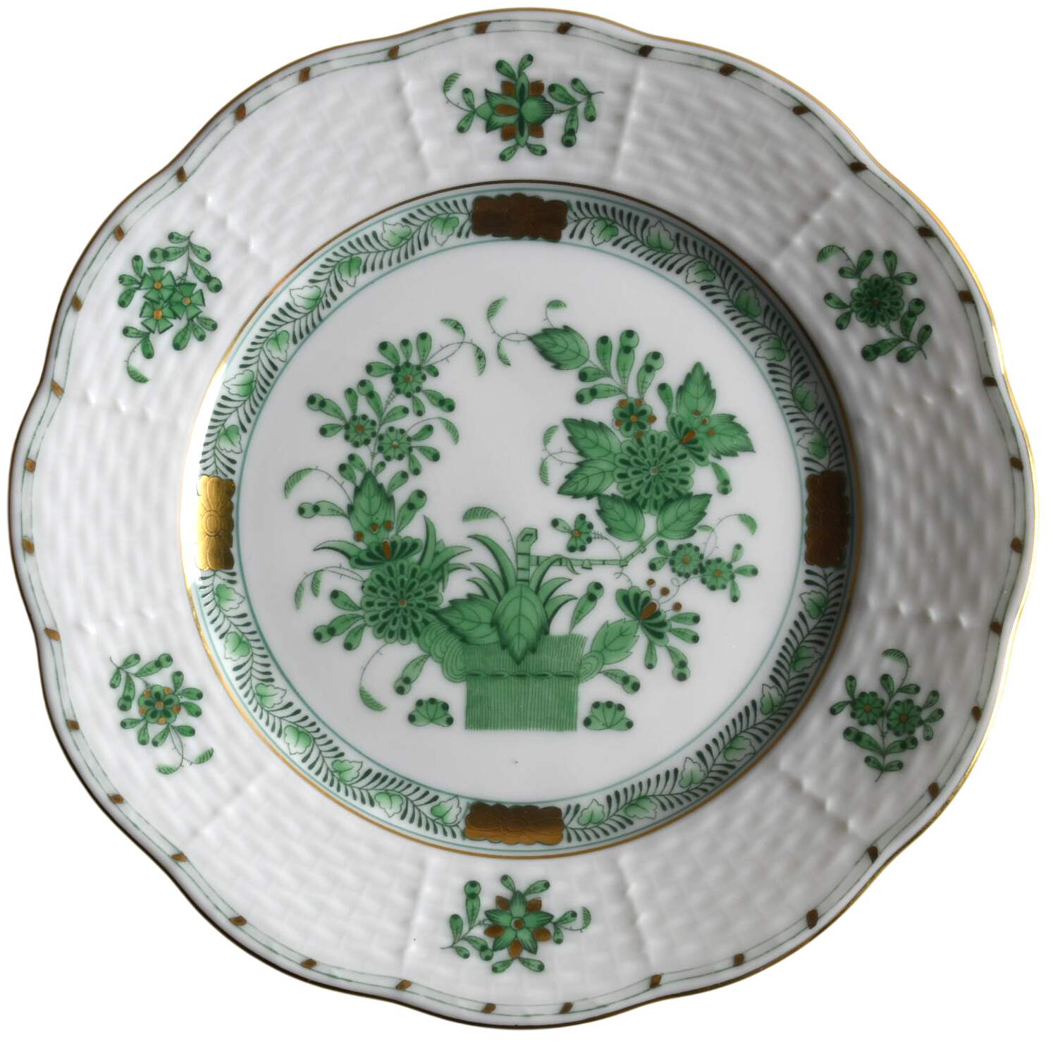 Indian Basket Green (FV) Bread & Butter Plate by Herend-1
