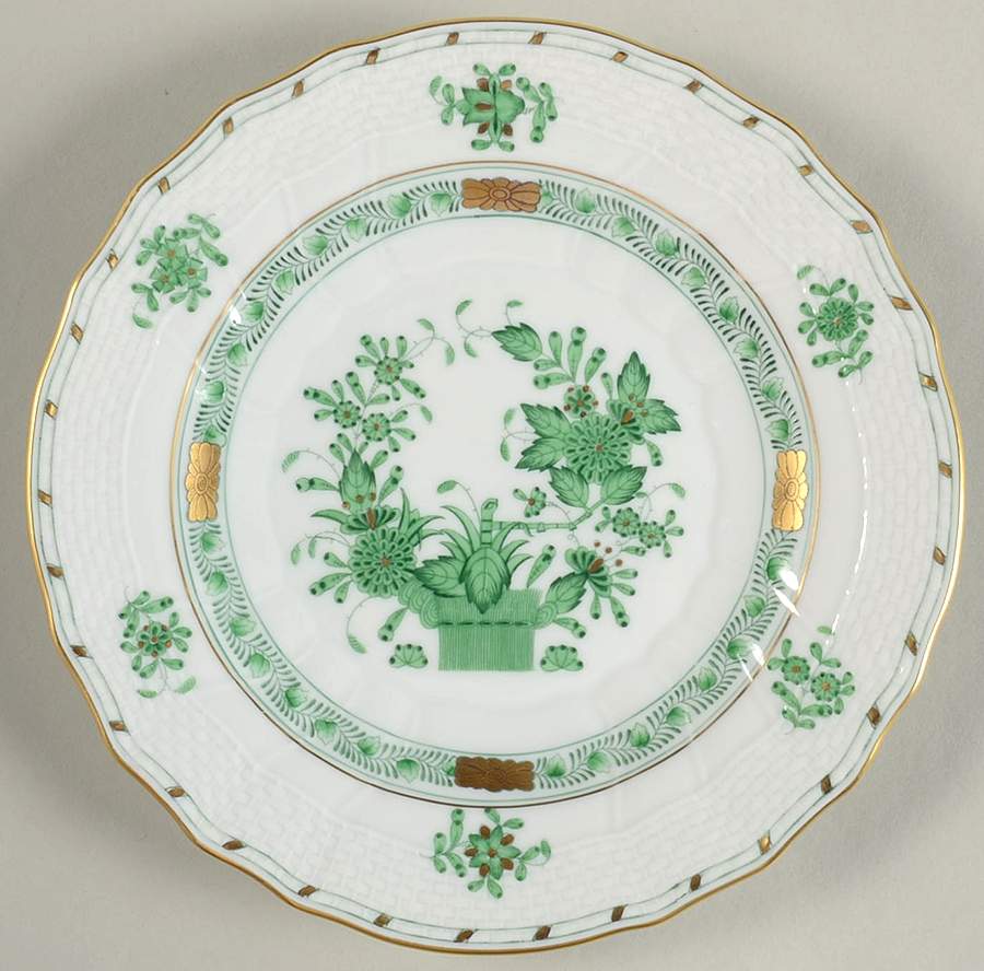 Indian Basket Green (FV) Dessert/Pie Plate by Herend-1