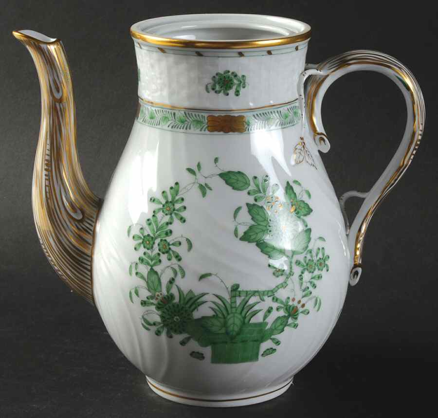 Indian Basket Green (FV) Coffee Pot No Lid by Herend-1