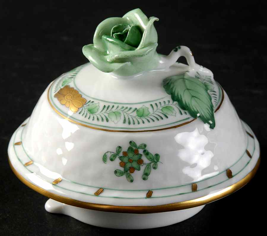 Indian Basket Green (FV) Lid for Coffee Pot by Herend-1