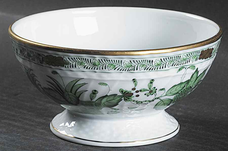 Indian Basket Green (FV) Footed Dessert Bowl by Herend-1