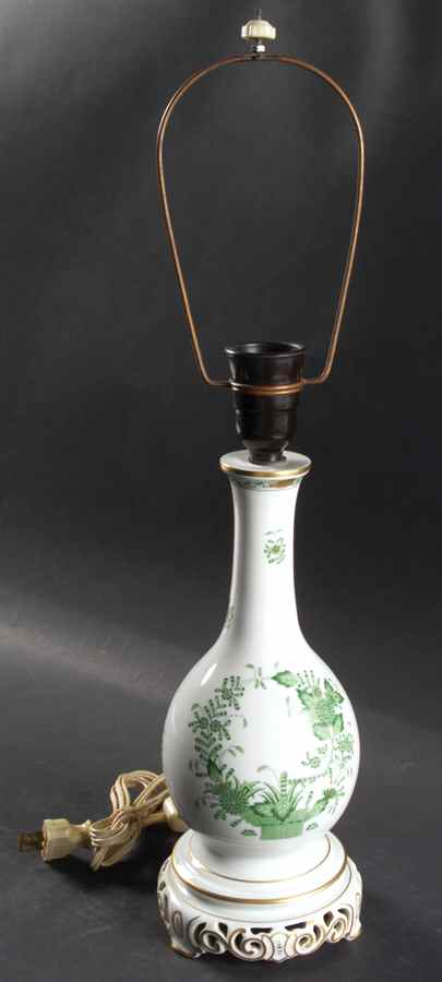 Indian Basket Green (FV) 14" Electric Lamp No Shade by Herend-1