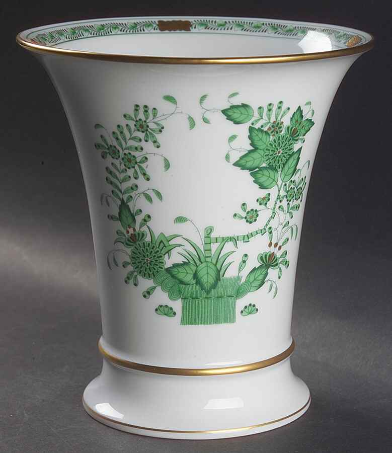 Indian Basket Green (FV) 6" Vase by Herend-1