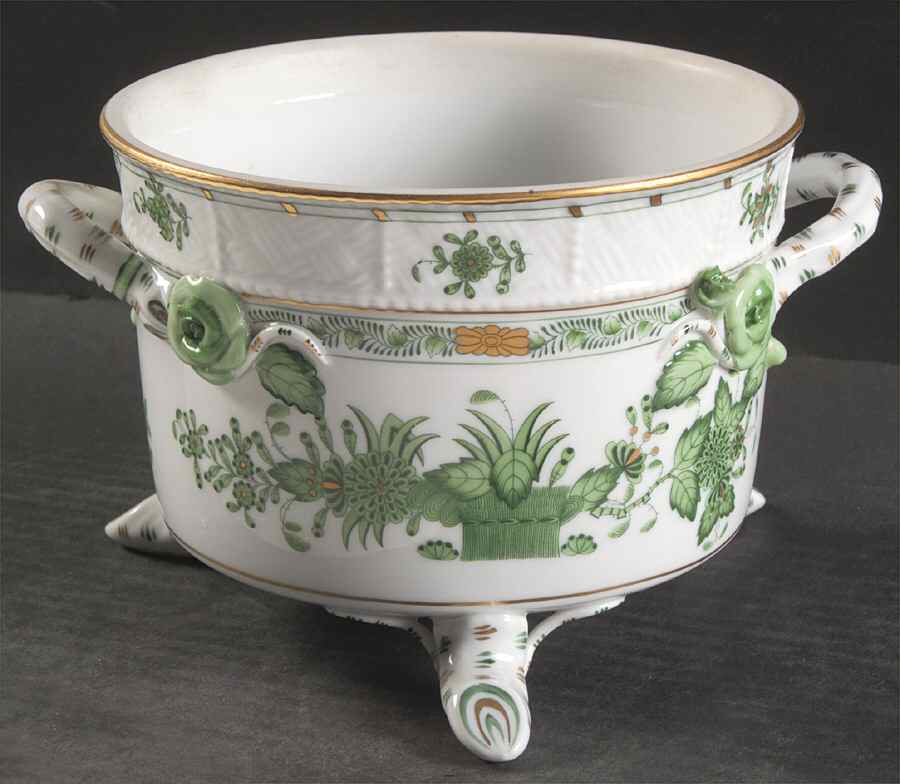 Indian Basket Green (FV) Biscuit Barrel No Lid by Herend-1