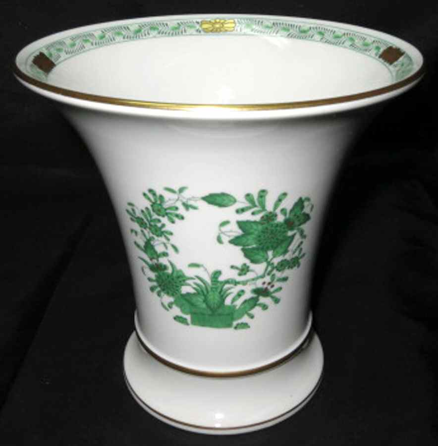 Indian Basket Green (FV) 5" Vase by Herend-1