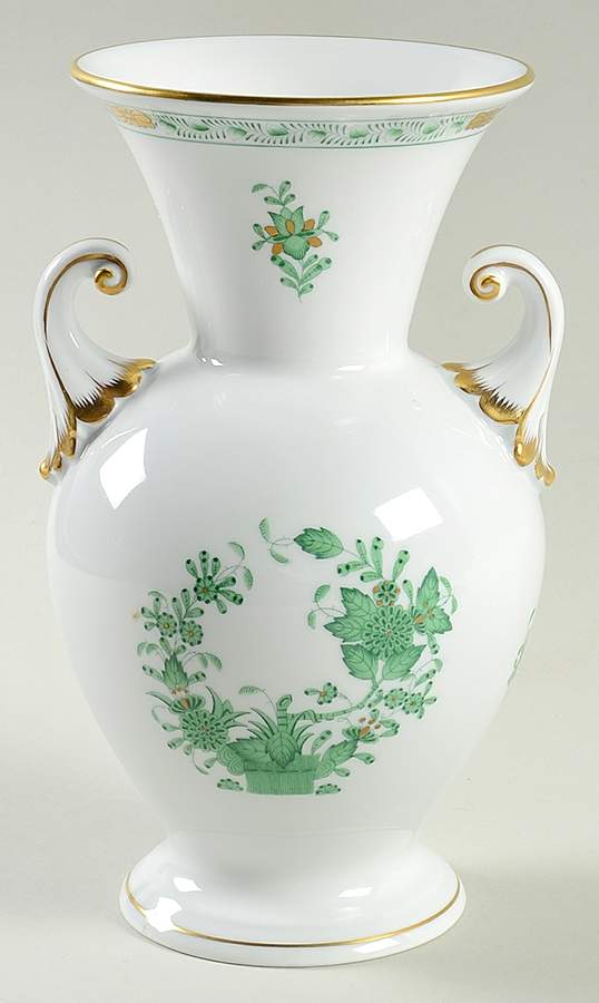Indian Basket Green (FV) 8" Urn Shaped Vase by Herend-1