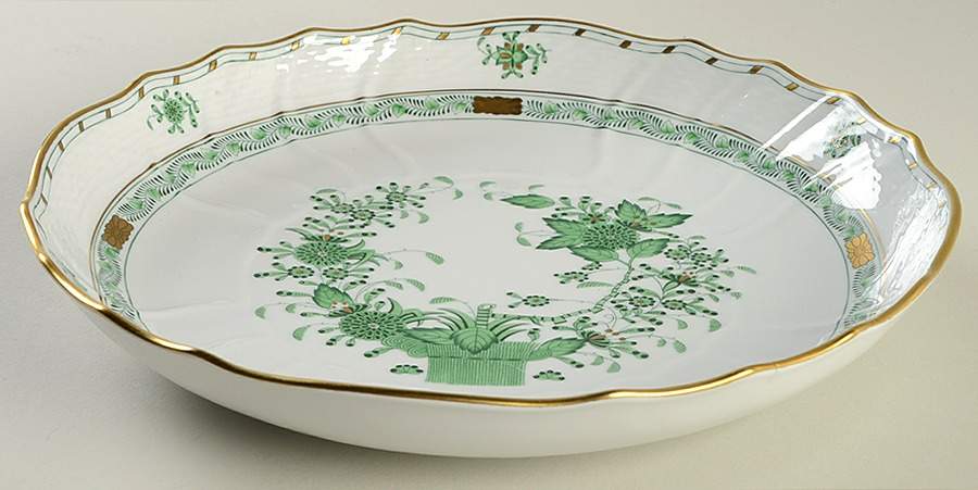 Indian Basket Green (FV) 10" Round Vegetable Bowl by Herend-1
