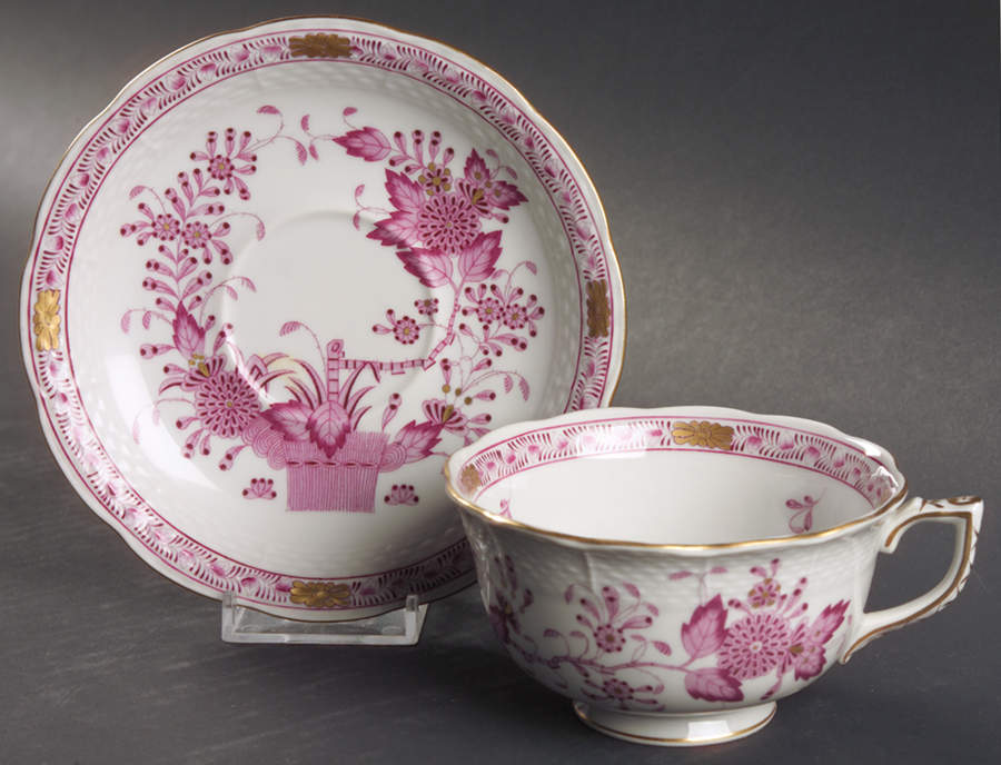 Indian Basket Raspberry (P) Breakfast Cup & Saucer Set by Herend-1