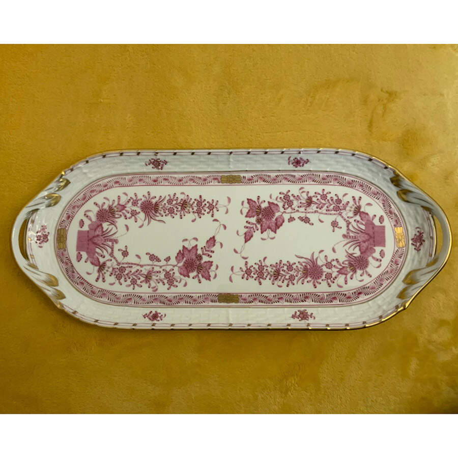 Indian Basket Raspberry (P) Large Sandwich Tray by Herend-1