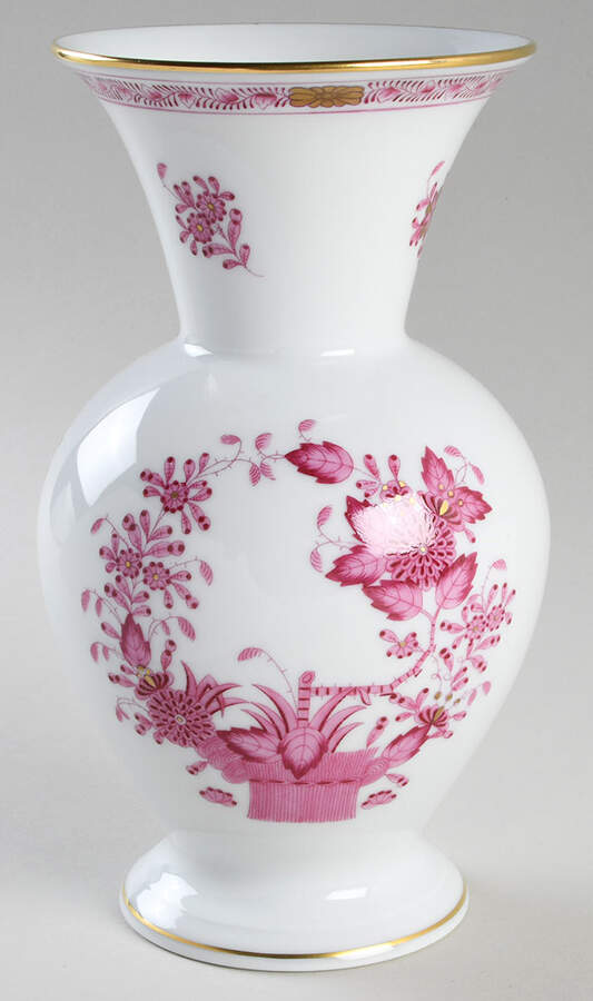 Indian Basket Raspberry (P) 8" Flared Vase by Herend-1