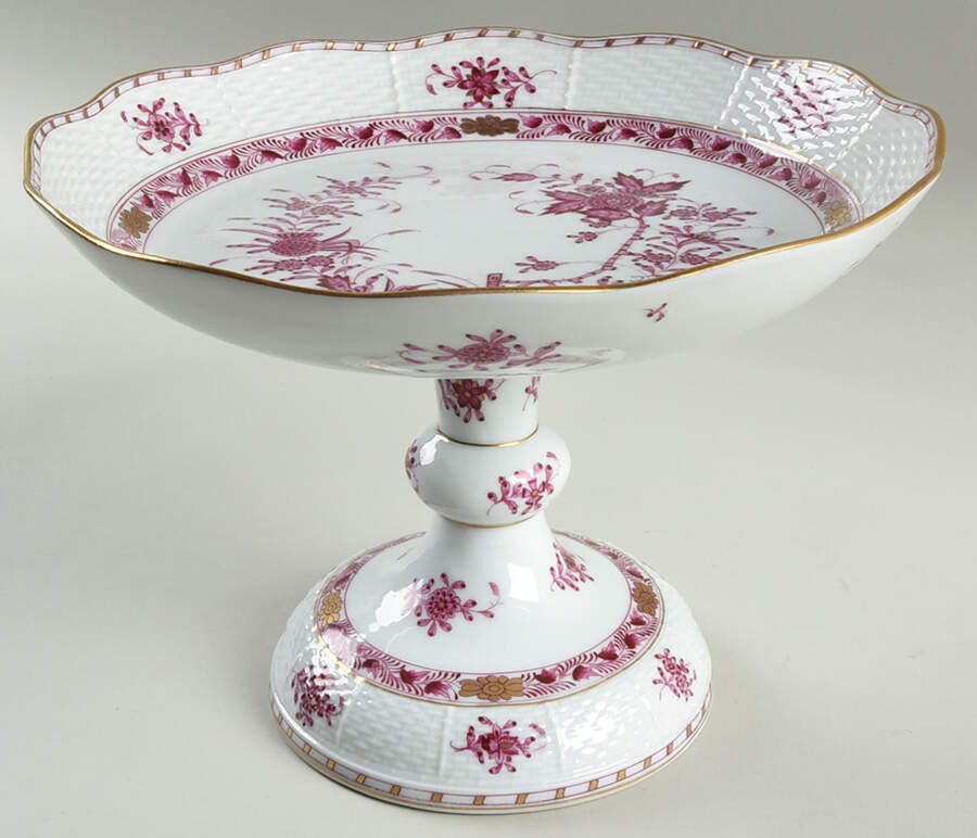 Indian Basket Raspberry (P) Round Compote (Height X Width) by Herend-1