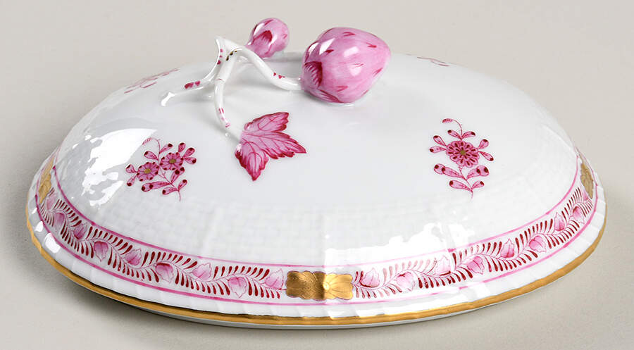 Indian Basket Raspberry (P) Lid for Oval Candy Box by Herend-1