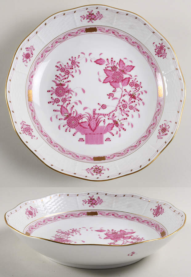 Indian Basket Raspberry (P) 10" Round Vegetable Bowl by Herend-1