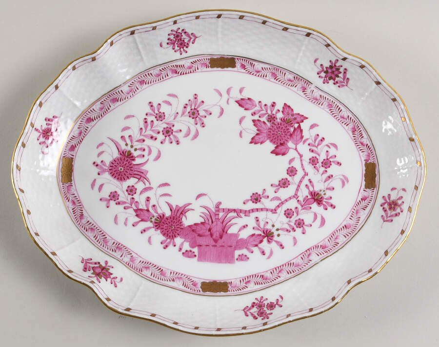 Indian Basket Raspberry (P) Underplate for Gravy Boat by Herend-1