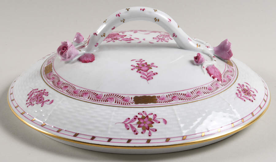 Indian Basket Raspberry (P) Lid for Round Vegetable by Herend-1