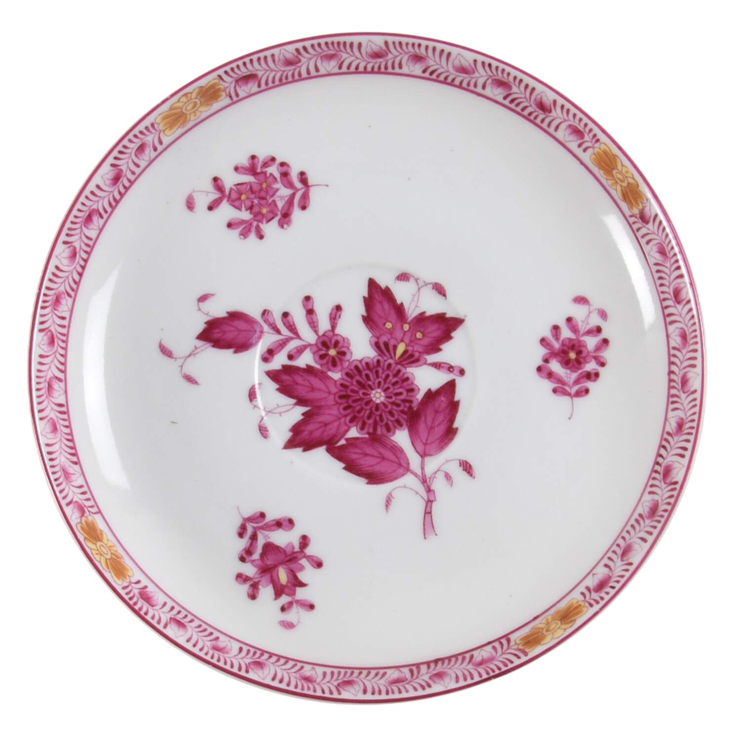 Indian Basket Raspberry (P) Saucer for Flat Cup by Herend-1