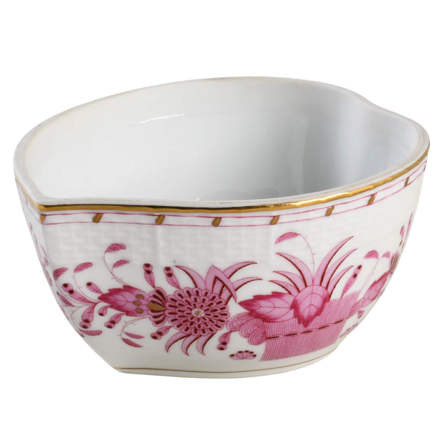 Indian Basket Raspberry (P) 5" Heart Shape Bon Bon No Lid by Herend-1