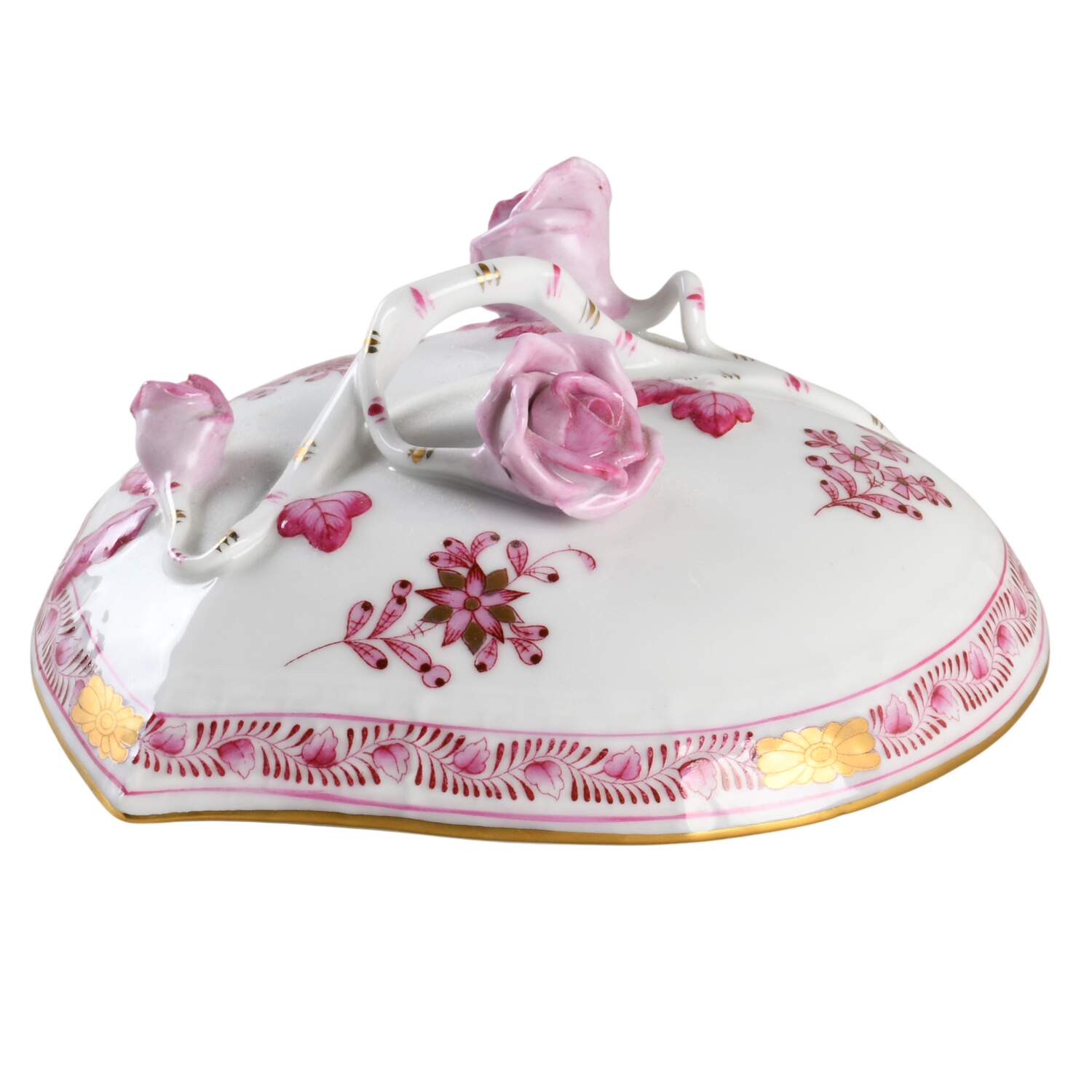 Indian Basket Raspberry (P) Lid for 5" Heart Shape Bon Bon by Herend-1