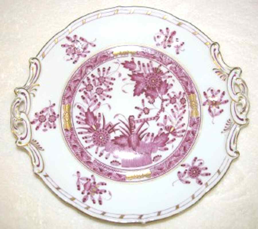 Indian Basket Raspberry (P) Handled Cake Plate by Herend-1