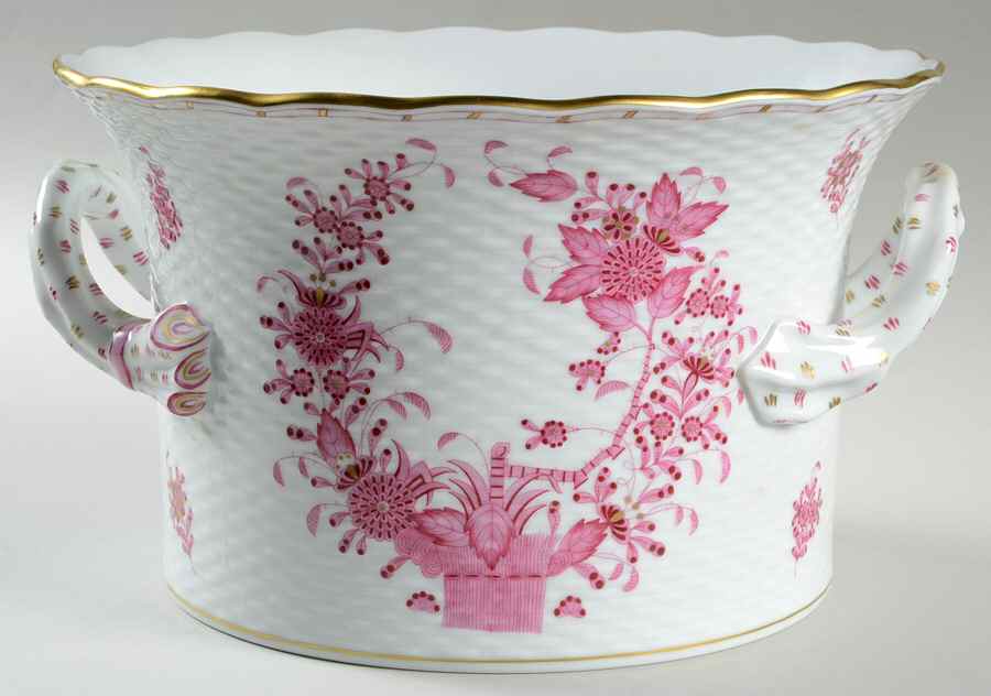 Indian Basket Raspberry (P) 6" Handled Cachepot by Herend-1