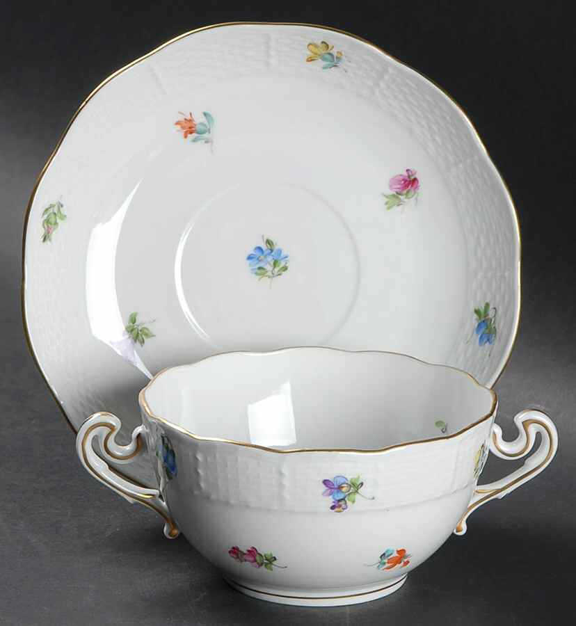 Kimberly (MF) Flat Cream Soup Bowl & Saucer Set by Herend-1