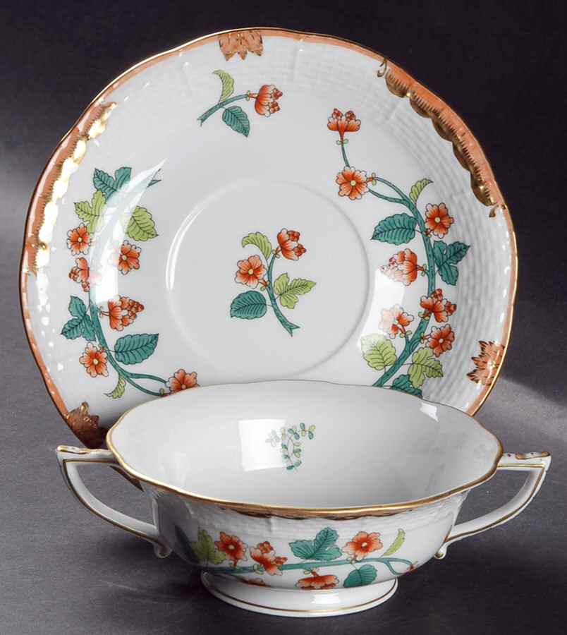 Livia (WBOS) Footed Cream Soup Bowl & Saucer Set by Herend-1