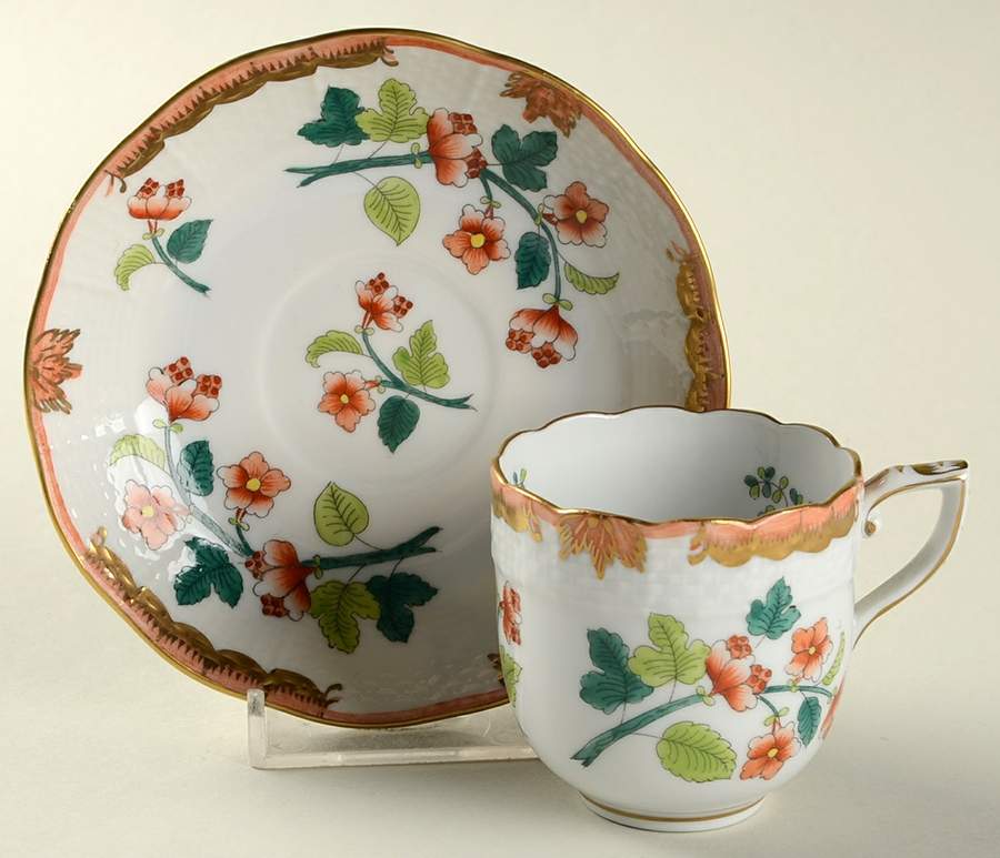 Livia (WBOS) Flat Demitasse Cup & Saucer Set by Herend-1