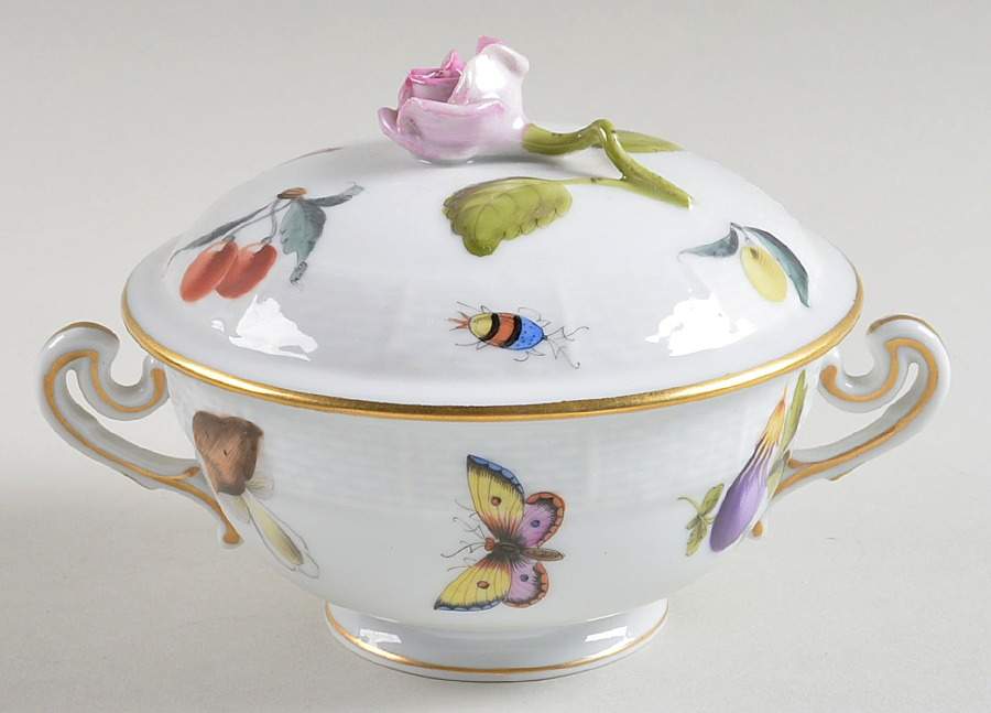 Market Garden (FR) Cream Soup Bowl & Lid Set by Herend-1
