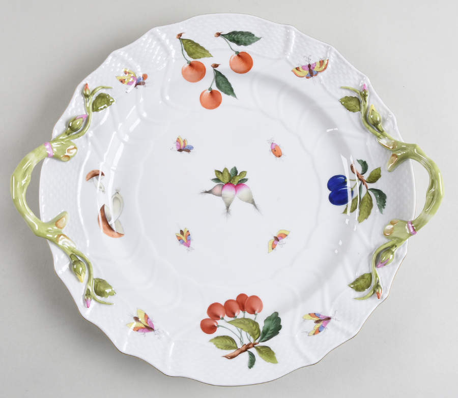 Market Garden (FR) 13" Handled Chop Plate (Round Platter) by Herend-1