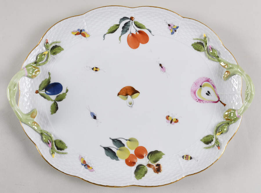 Market Garden (FR) 13" Oval Handled Platter by Herend-1