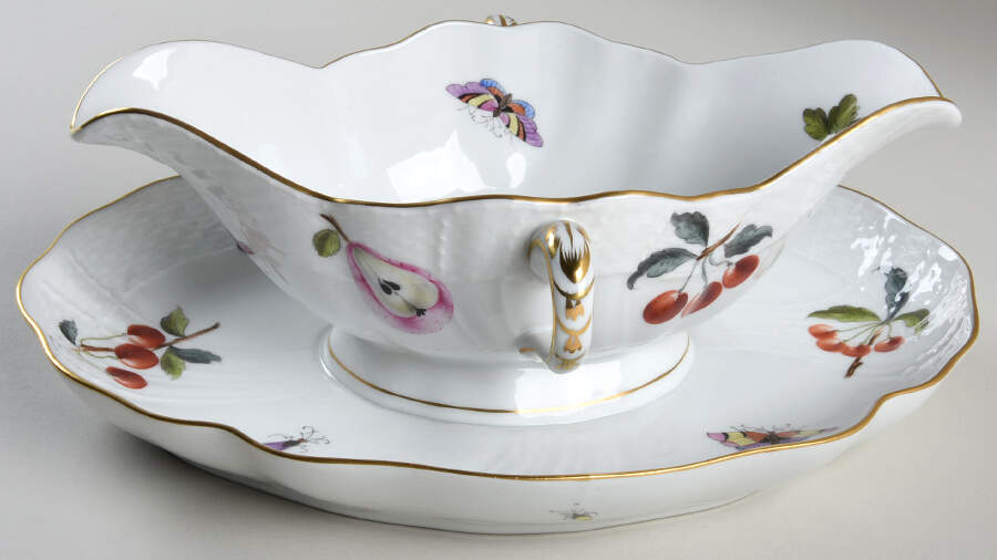 Market Garden (FR) Gravy Boat with Attached Underplate by Herend-1