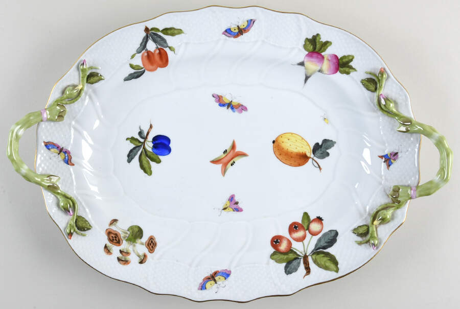 Market Garden (FR) 18" Oval Handled Platter by Herend-1