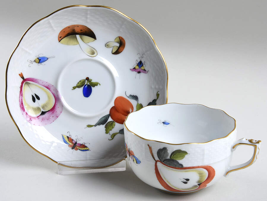Market Garden (FR) Flat Cup & Saucer Set by Herend-1