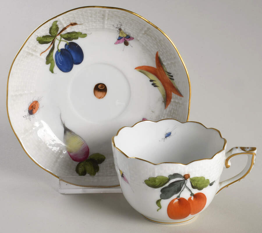 Market Garden (FR) Flat Demitasse Cup & Saucer Set by Herend-1