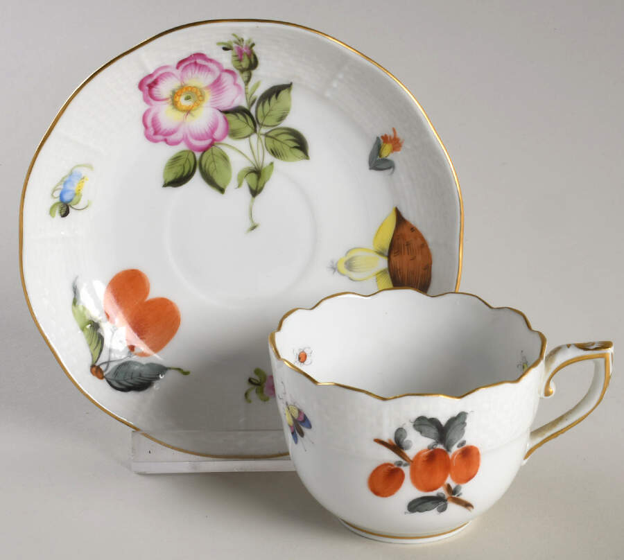 Market Garden (FR) Flat Demitasse Cup & Saucer Set by Herend-1