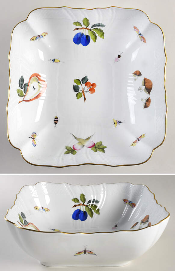 Market Garden (FR) 10" Square Salad Serving Bowl by Herend-1