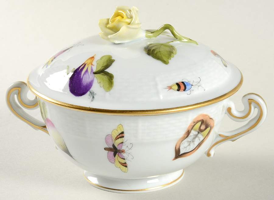 Market Garden (FR) Cream Soup Bowl & Lid Set by Herend-1