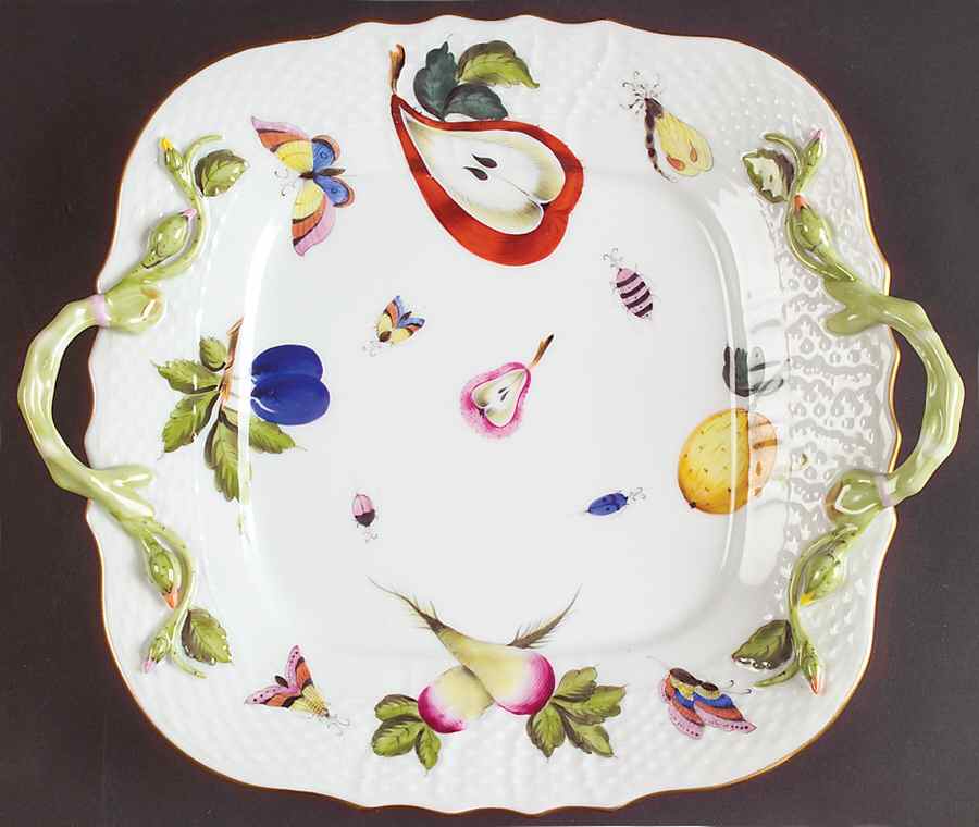 Market Garden (FR) Square Handled Cake Plate by Herend-1