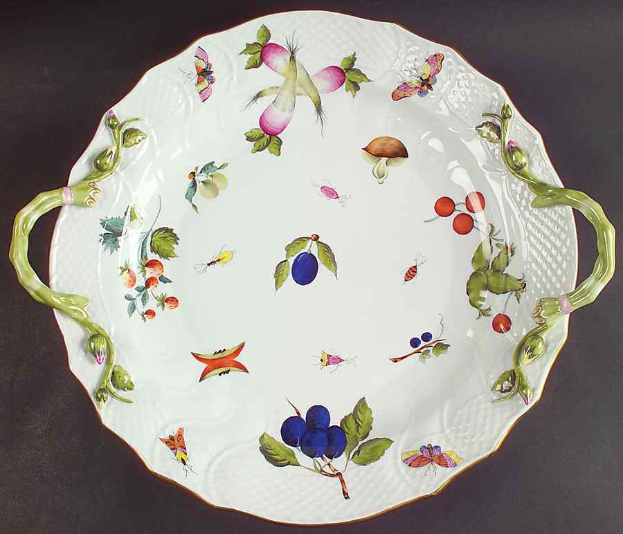Market Garden (FR) 15" Handled Chop Plate (Round Platter) by Herend-1