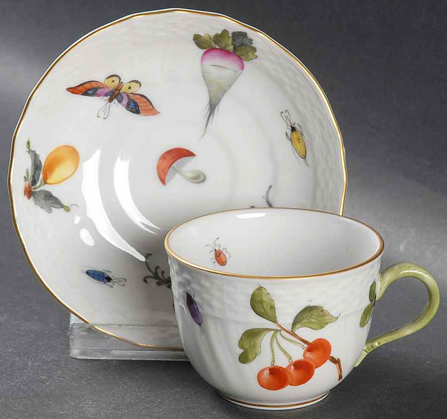 Market Garden (FR) Flat Demitasse Cup & Saucer Set by Herend-1