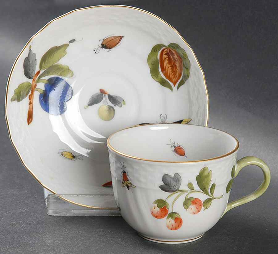 Market Garden (FR) Flat Demitasse Cup & Saucer Set by Herend-1