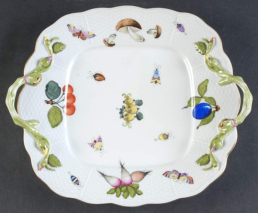 Market Garden (FR) Square Handled Cake Plate by Herend-1