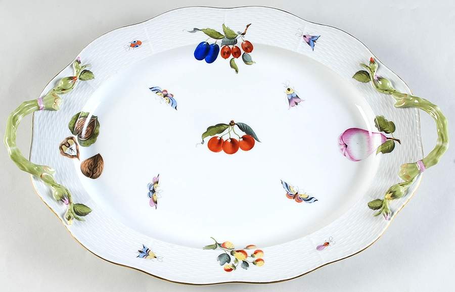 Market Garden (FR) 18" Oval Handled Platter by Herend-1