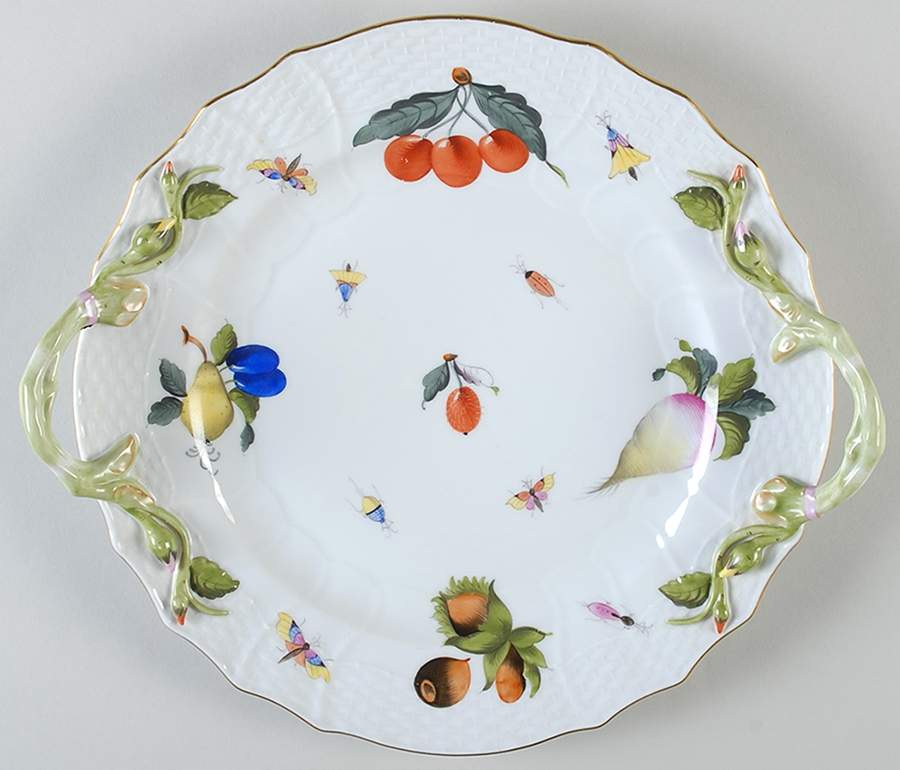 Market Garden (FR) 12" Handled Chop Plate (Round Platter) by Herend-1