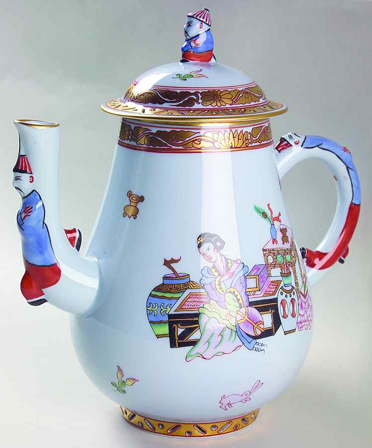Ming (Blue Background) Coffee Pot & Lid by Herend-1