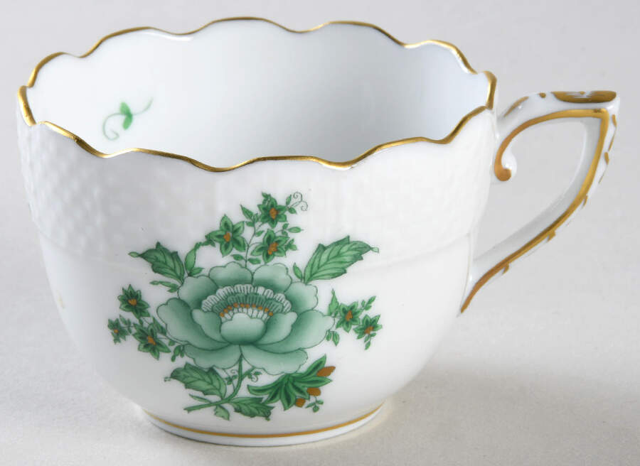 Nanking Bouquet Vert Green (NBV) Flat Demitasse Cup by Herend-1