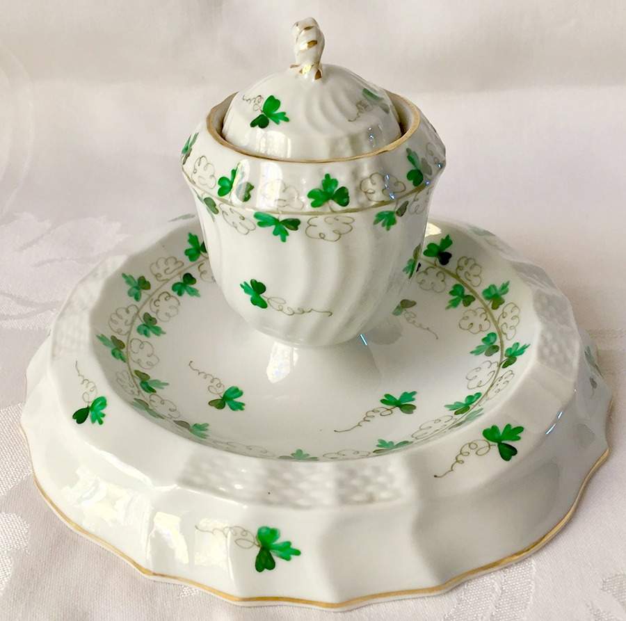 Persil Ink Pot with Lid, Insert & Attached Tray by Herend-1
