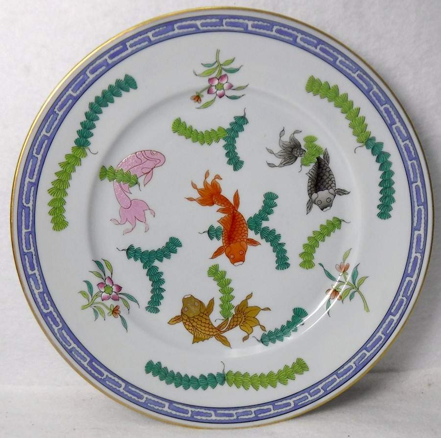 Poisson (PO) (Blue Background) Luncheon Plate by Herend-1